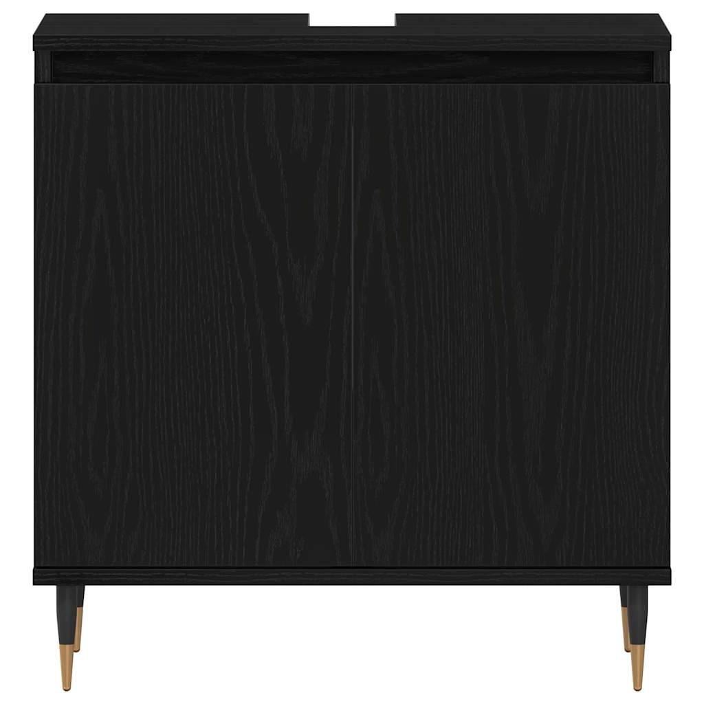 vidaXL Zestaw mebli łazienkowych 3 pcs Czarny Dąb 30 x 30 x 190 cm