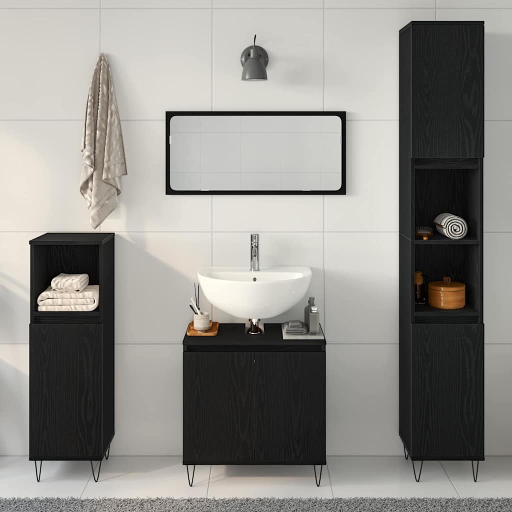 vidaXL Zestaw mebli łazienkowych 3 pcs Czarny Dąb 30 x 30 x 190 cm