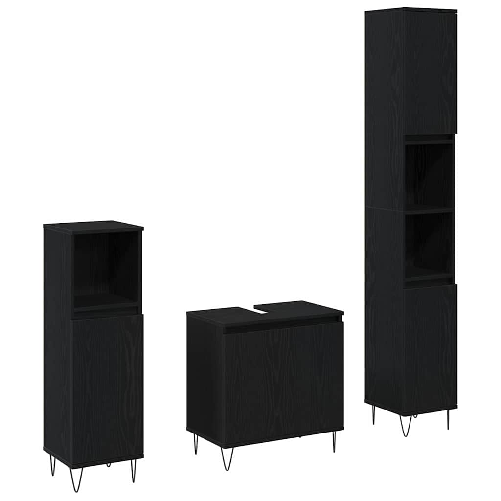 vidaXL Zestaw mebli łazienkowych 3 pcs Czarny Dąb 30 x 30 x 190 cm