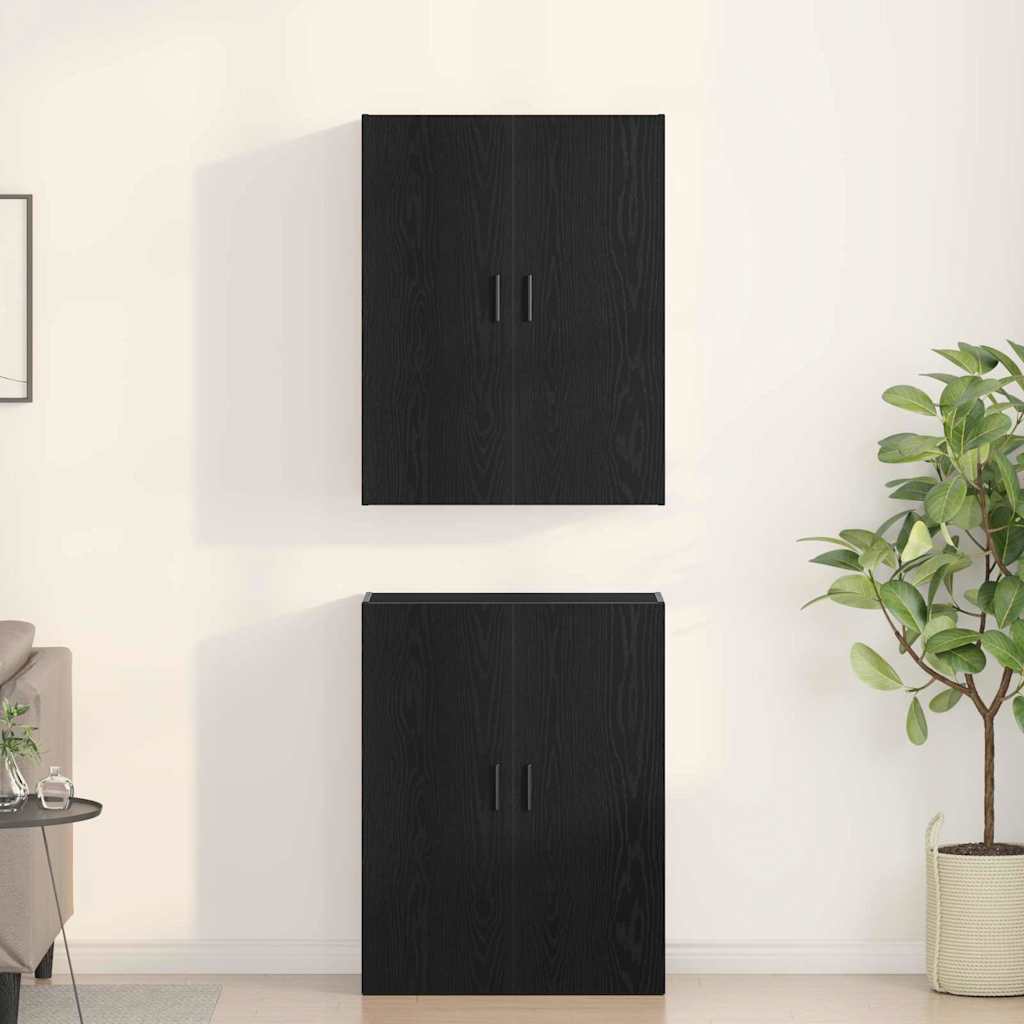 vidaXL Szafka ścienna 2 pcs Czarny Dąb 69,5 x 34 x 90 cm