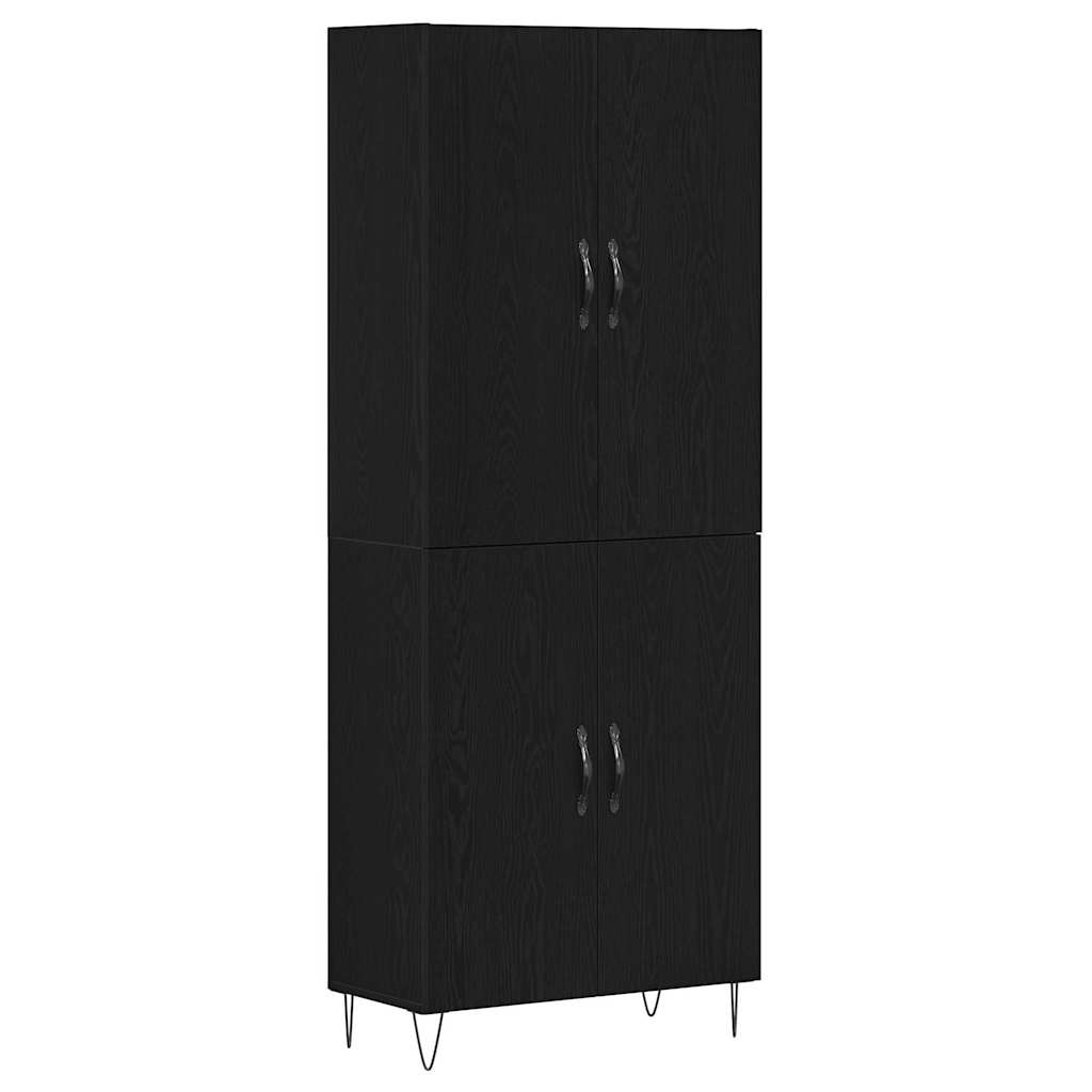 vidaXL Highboard 2 pcs Czarny Dąb Drewno inżynieryjne i szkło