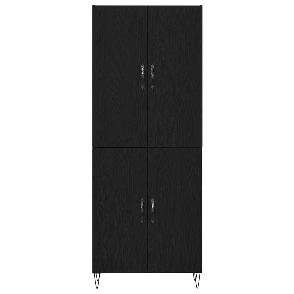 vidaXL Highboard 2 pcs Czarny Dąb Drewno inżynieryjne i szkło