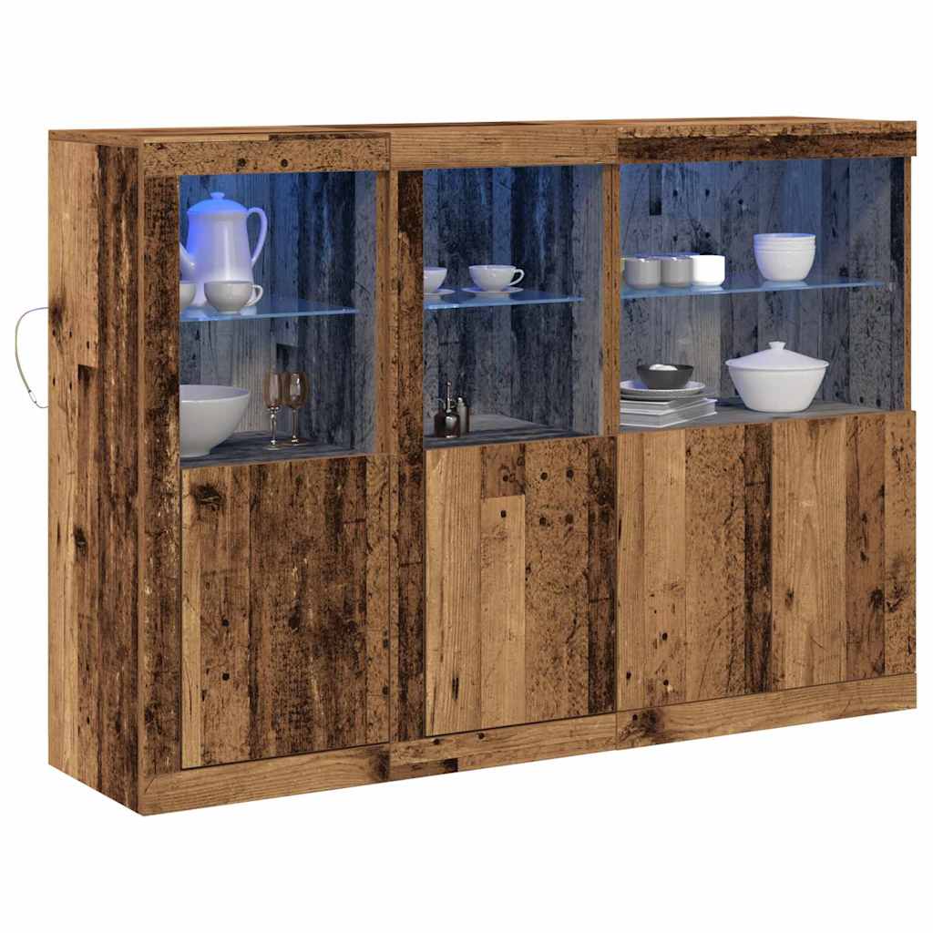 vidaXL Komoda LED Ze LED Lights Stare drewno 142,5 x 37 x 100 cm