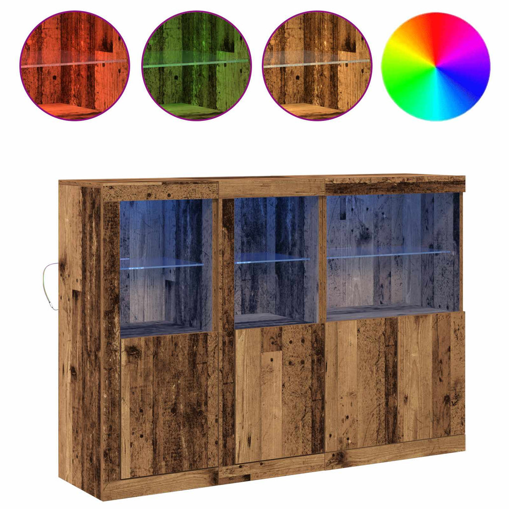 vidaXL Komoda LED Ze LED Lights Stare drewno 142,5 x 37 x 100 cm
