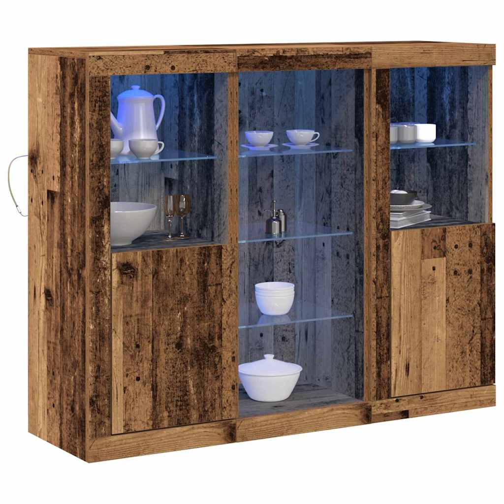 vidaXL Komoda LED Ze LED Lights Stare drewno 123 x 37 x 100 cm