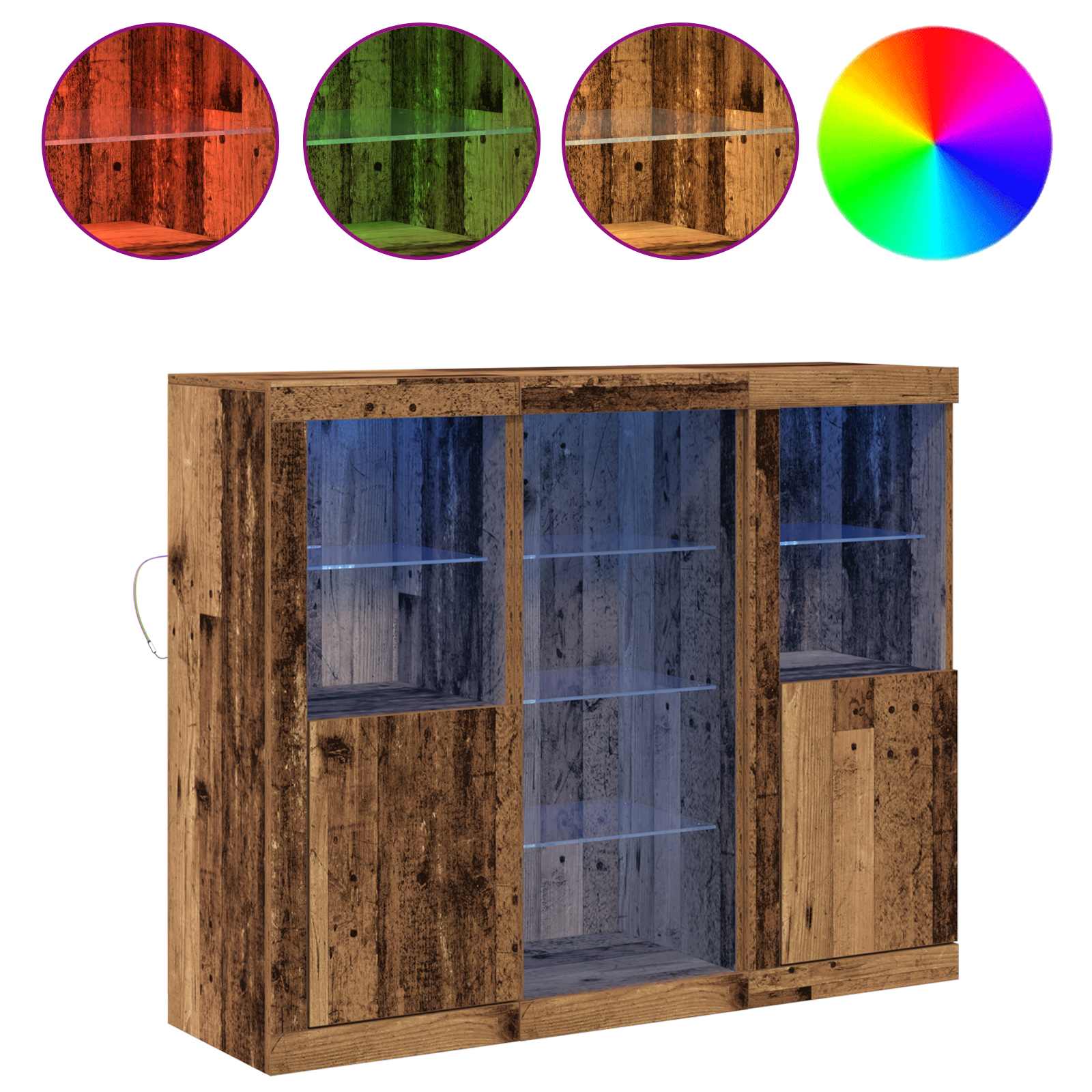 vidaXL Komoda LED Ze LED Lights Stare drewno 123 x 37 x 100 cm