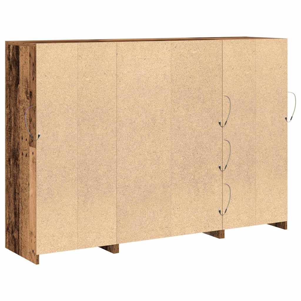vidaXL Komoda LED Ze LED Lights Stare drewno 142,5 x 37 x 100 cm