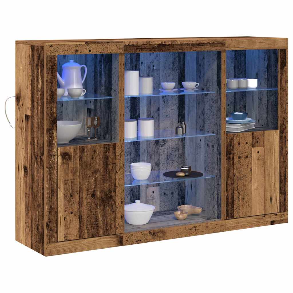 vidaXL Komoda LED Ze LED Lights Stare drewno 142,5 x 37 x 100 cm