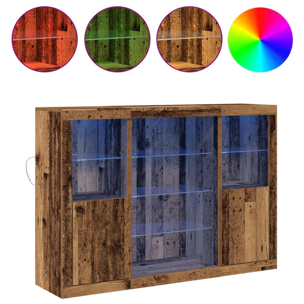 vidaXL Komoda LED Ze LED Lights Stare drewno 142,5 x 37 x 100 cm