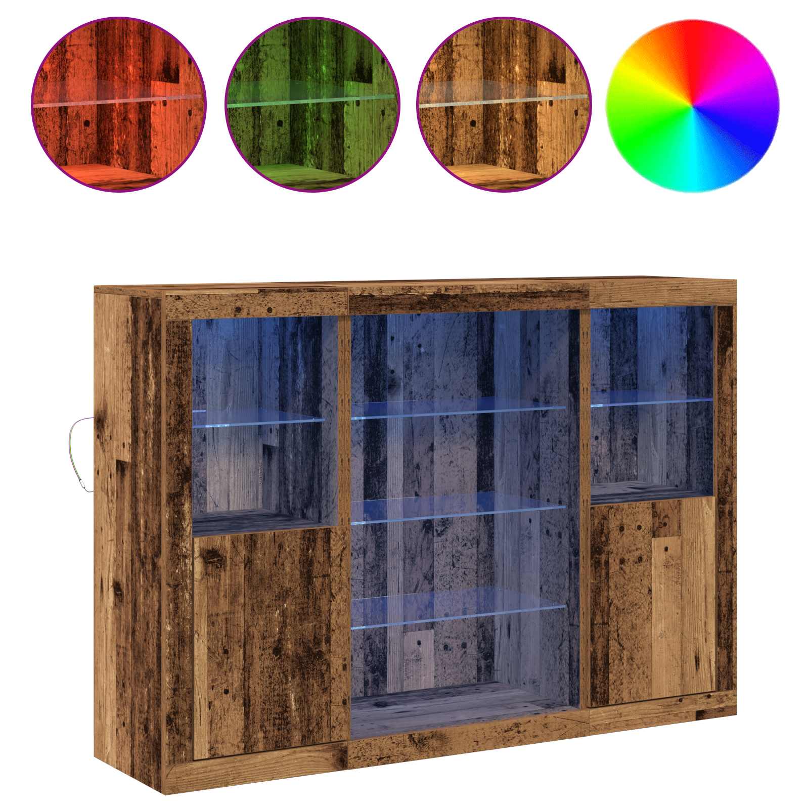 vidaXL Komoda LED Ze LED Lights Stare drewno 142,5 x 37 x 100 cm