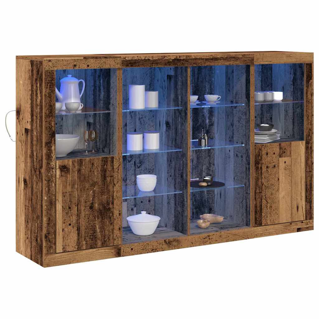 vidaXL Komoda LED Ze LED Lights Stare drewno 163 x 37 x 100 cm