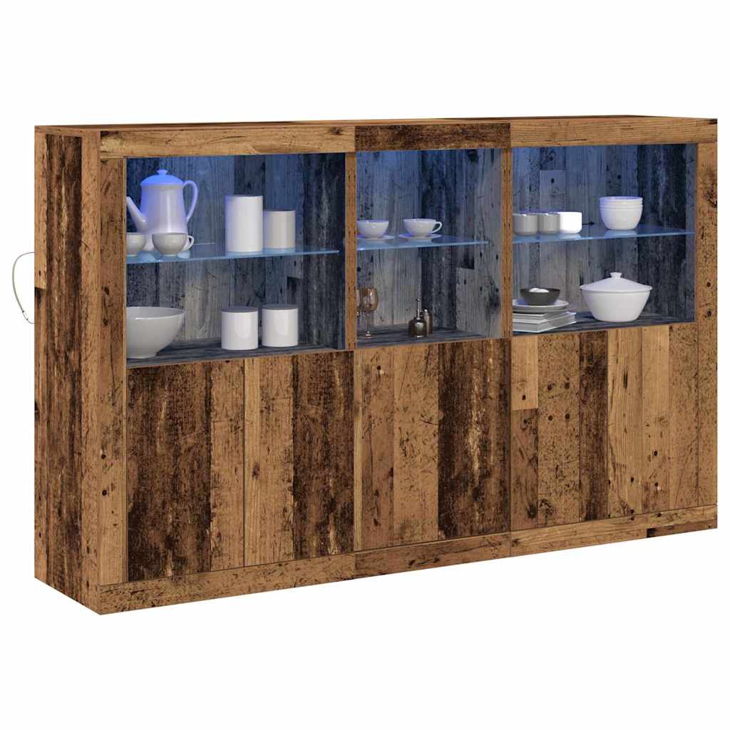 vidaXL Komoda LED Ze LED Lights Stare drewno 162 x 37 x 100 cm