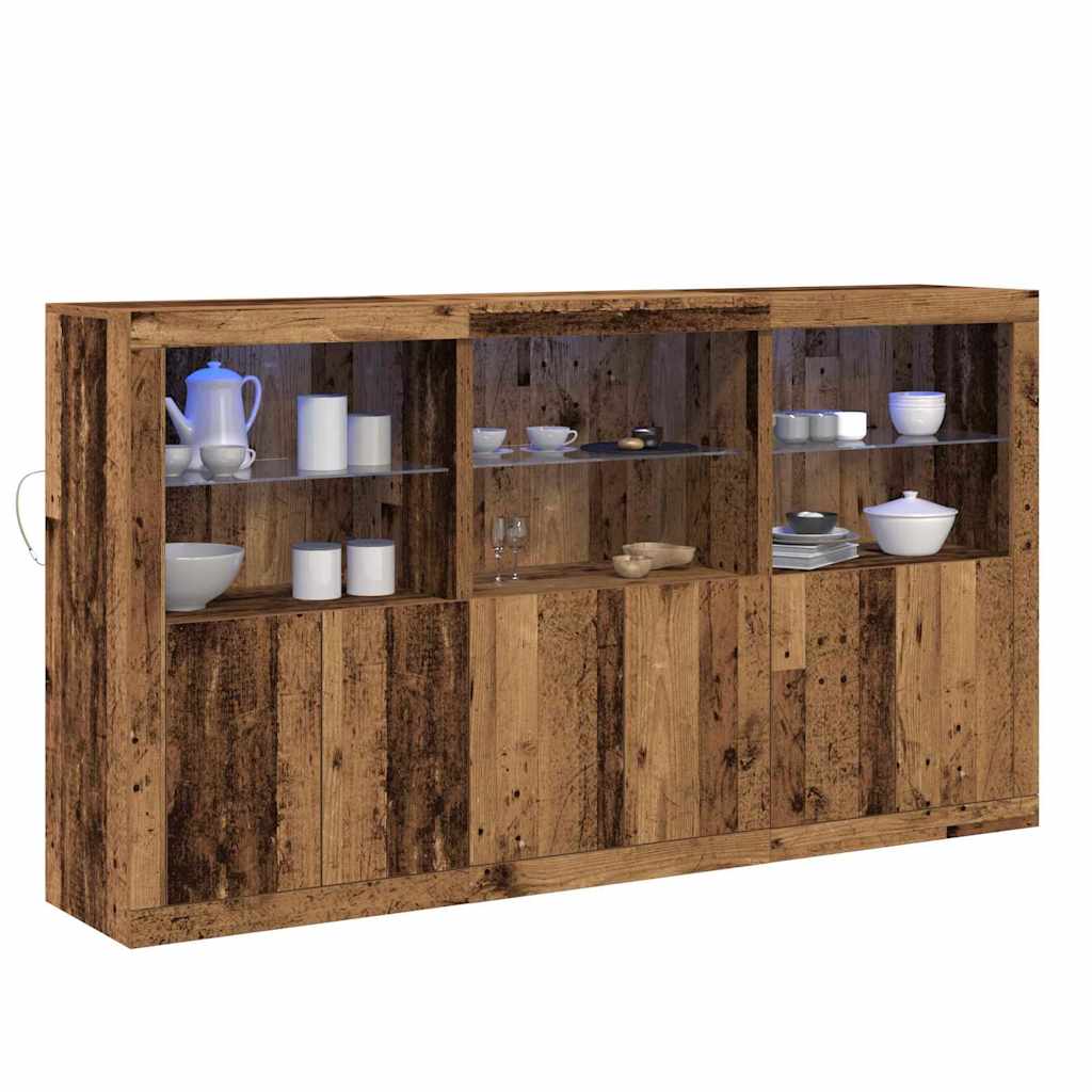 vidaXL Komoda LED Ze LED Lights Stare drewno 181,5 x 37 x 100 cm