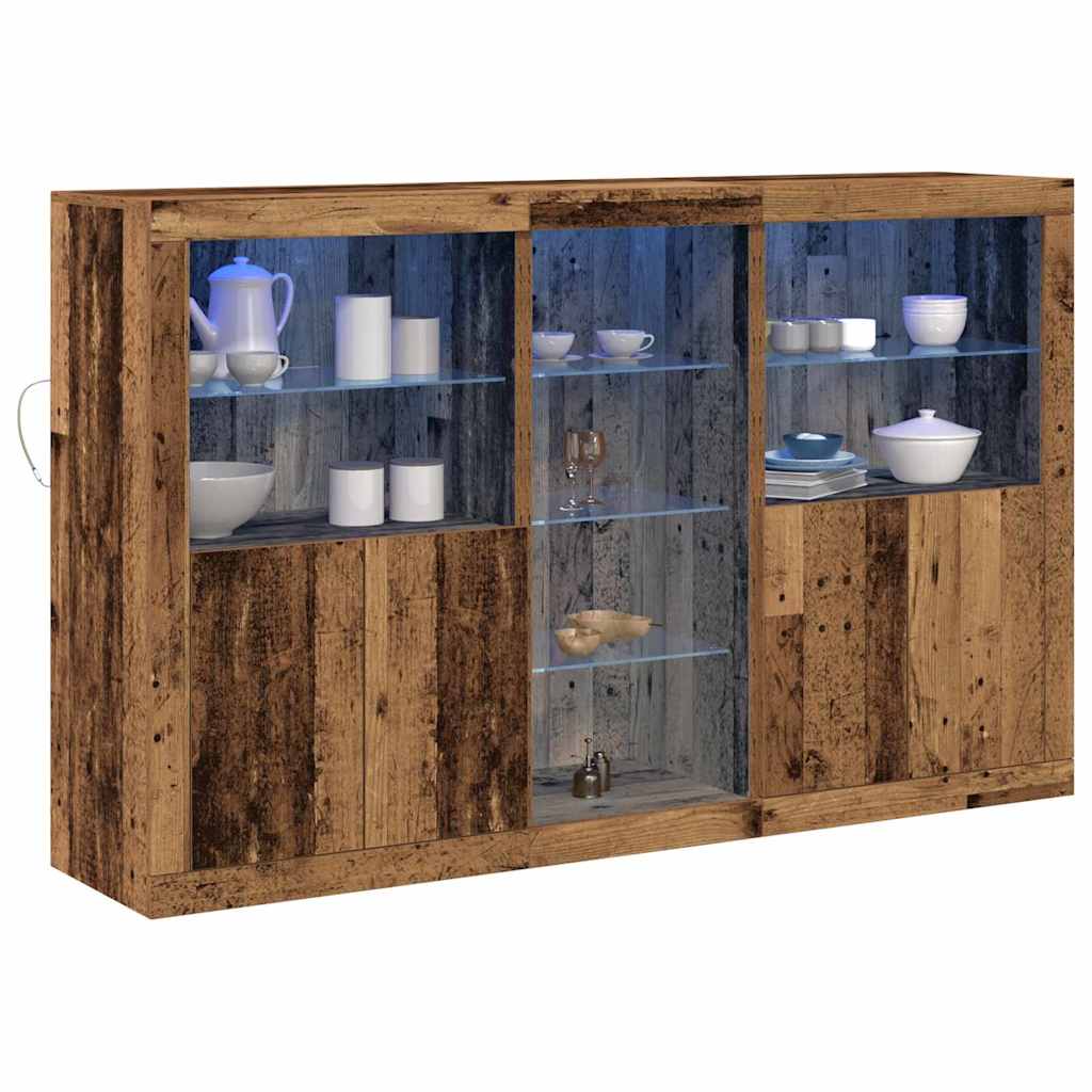 vidaXL Komoda LED Ze LED Lights Stare drewno 162 x 37 x 100 cm