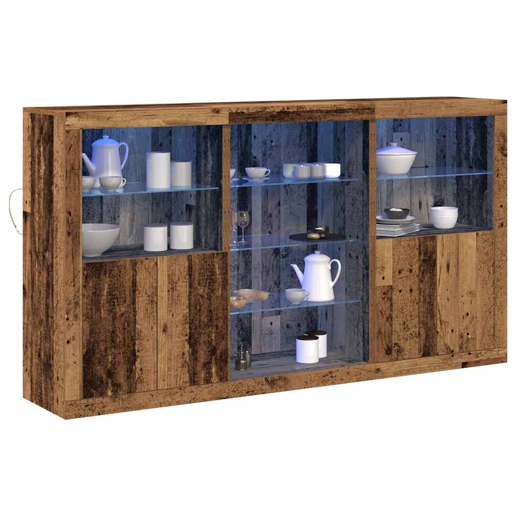 vidaXL Komoda LED Ze LED Lights Stare drewno 181,5 x 37 x 100 cm