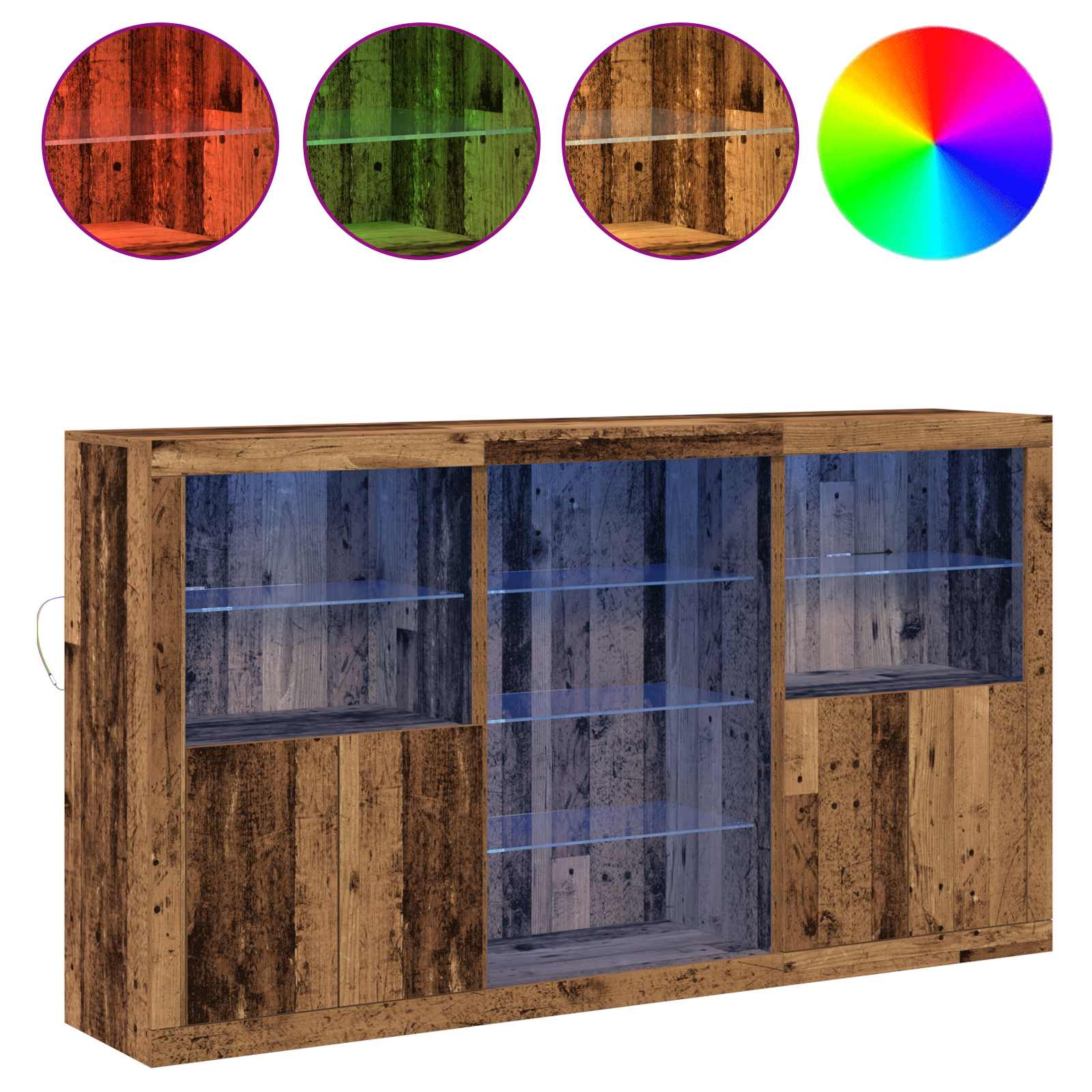 vidaXL Komoda LED Ze LED Lights Stare drewno 181,5 x 37 x 100 cm