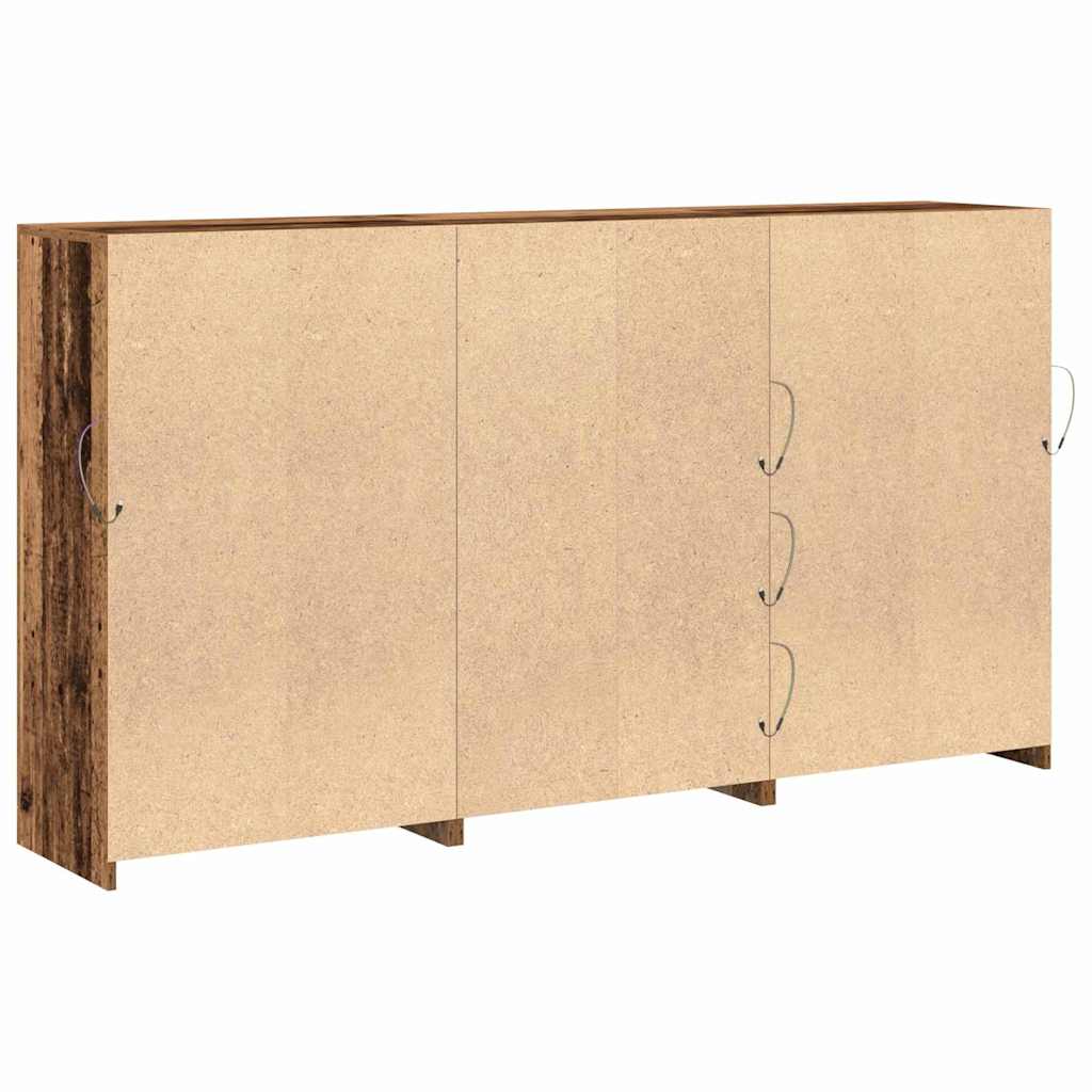 vidaXL Komoda LED Ze LED Lights 3 pcs Stare drewno 202 x 37 x 100 cm