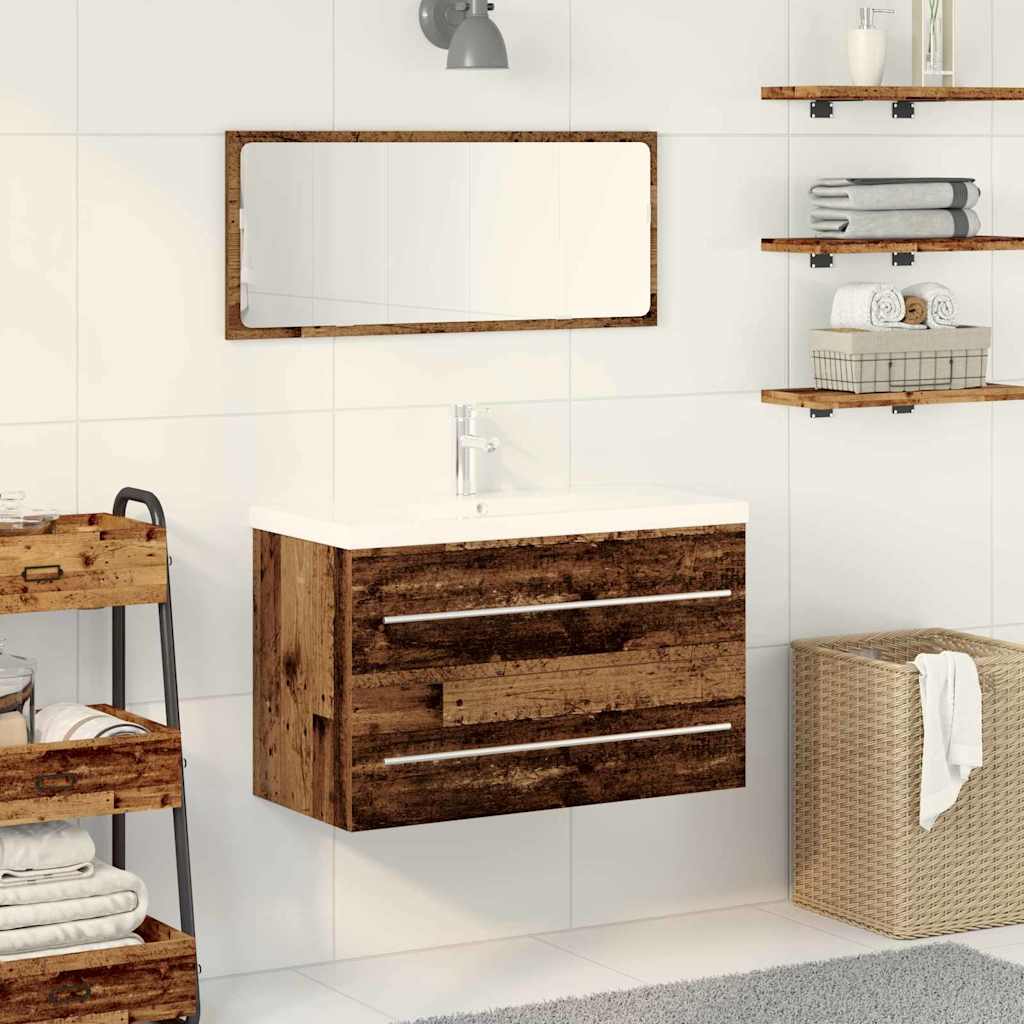 vidaXL Szafka pod umywalkę z szufladą Stare drewno 80 x 38,5 x 48 cm
