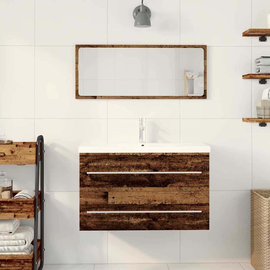 vidaXL Szafka pod umywalkę z szufladą Stare drewno 80 x 38,5 x 48 cm
