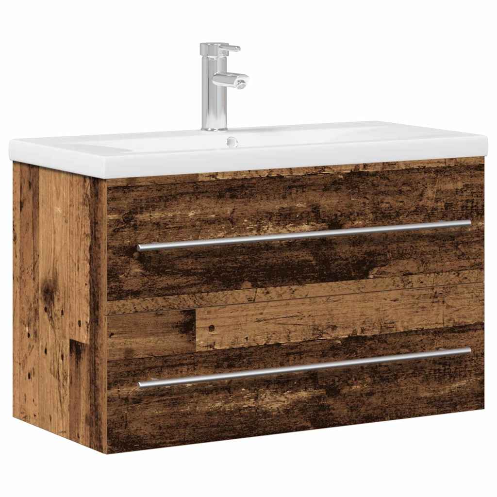 vidaXL Szafka pod umywalkę z szufladą Stare drewno 80 x 38,5 x 48 cm