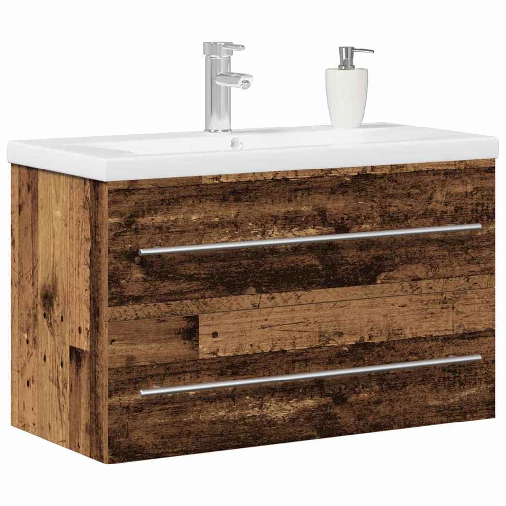 vidaXL Szafka pod umywalkę z szufladą Stare drewno 80 x 38,5 x 48 cm