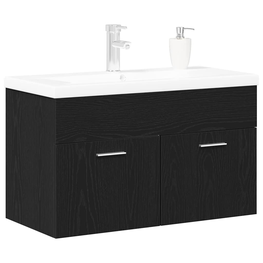 vidaXL Szafka Łazienkowa z szufladą Czarny Dąb 80 x 38,5 x 46 cm