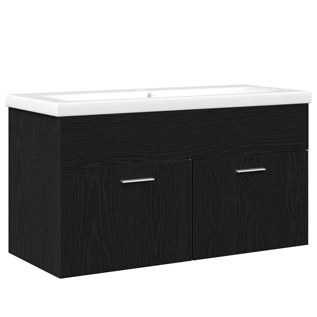 vidaXL Szafka Łazienkowa z szufladą Czarny Dąb 90 x 38,5 x 46 cm