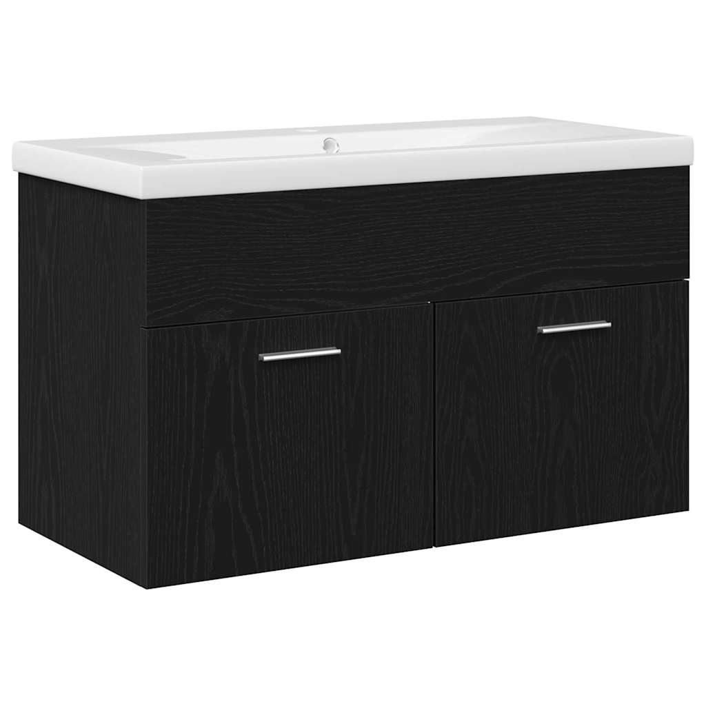 vidaXL Szafka Łazienkowa z drzwiami Czarny Dąb 80 x 38,5 x 46 cm