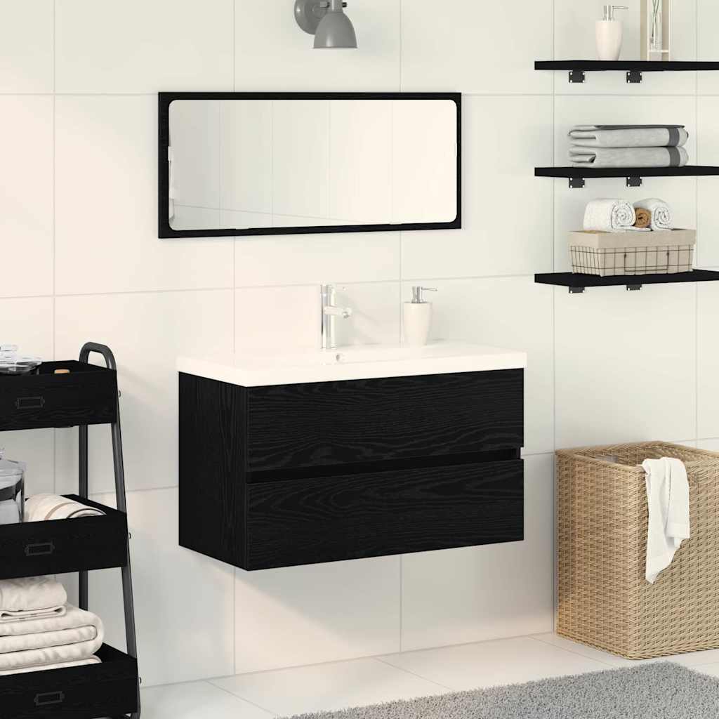 vidaXL Szafka pod umywalkę Czarny Dąb 80 x 39 x 62 cm