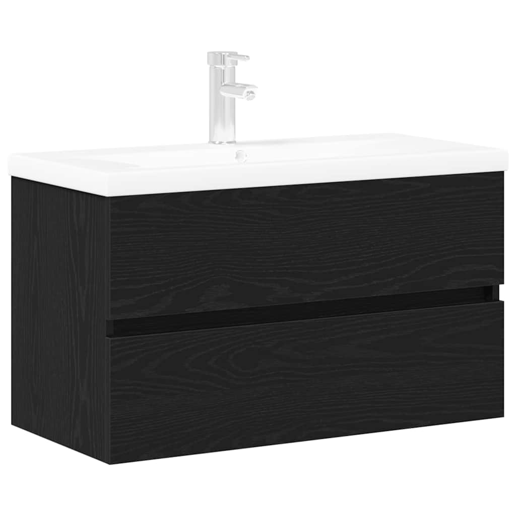 vidaXL Szafka pod umywalkę Czarny Dąb 80 x 39 x 62 cm