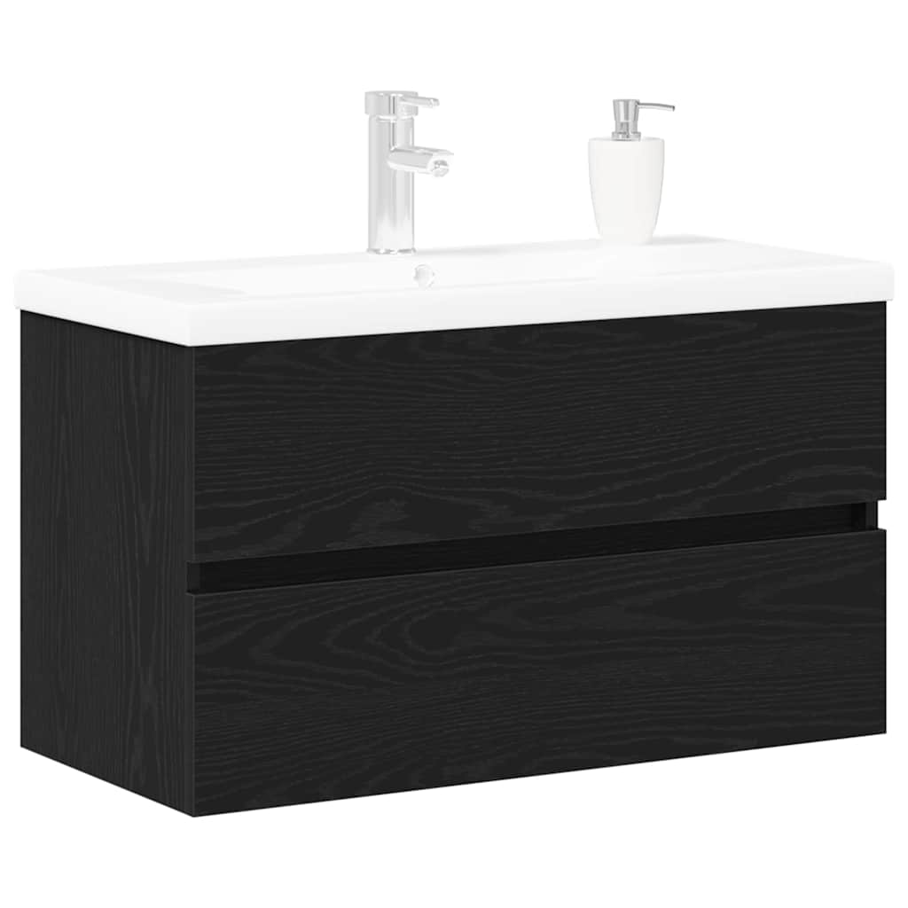 vidaXL Szafka pod umywalkę Czarny Dąb 80 x 39 x 62 cm