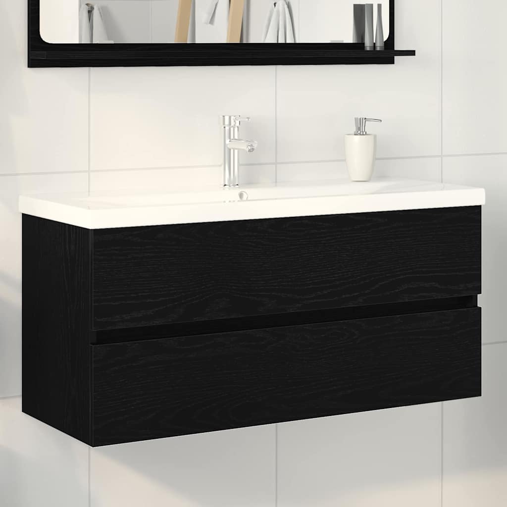 vidaXL Szafka pod umywalkę Czarny Dąb 100 x 39 x 62 cm
