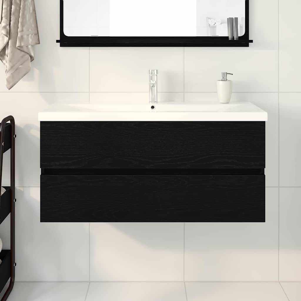 vidaXL Szafka pod umywalkę Czarny Dąb 100 x 39 x 62 cm