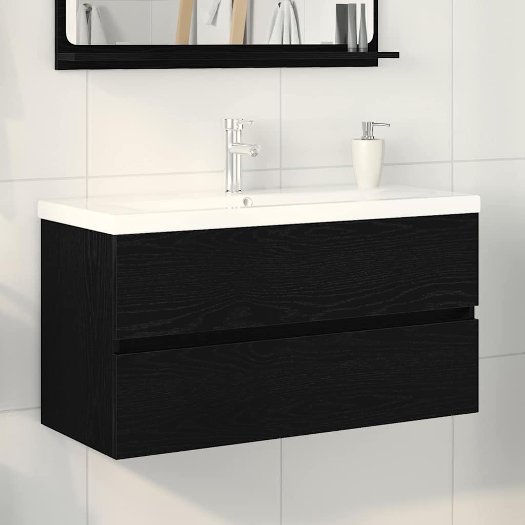 vidaXL Szafka pod umywalkę Czarny Dąb 90 x 39 x 62 cm