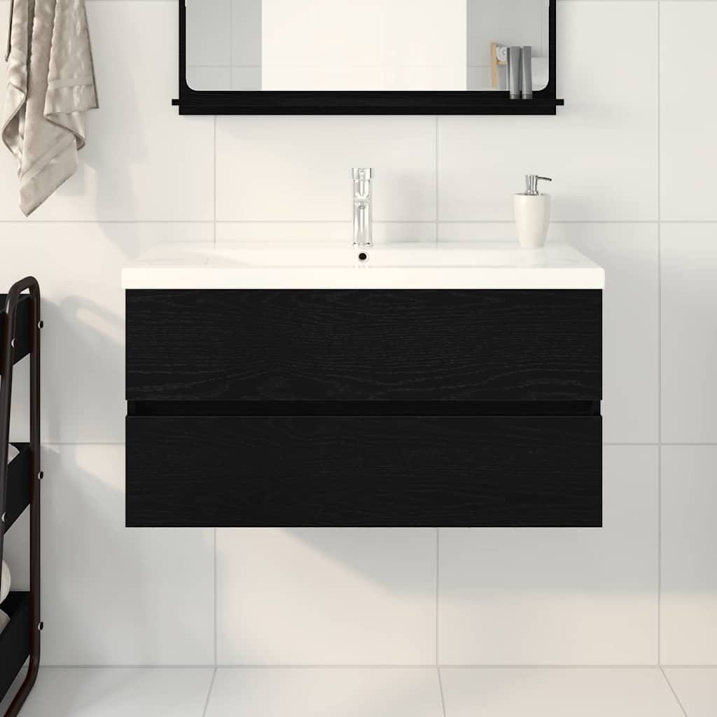 vidaXL Szafka pod umywalkę Czarny Dąb 90 x 39 x 62 cm
