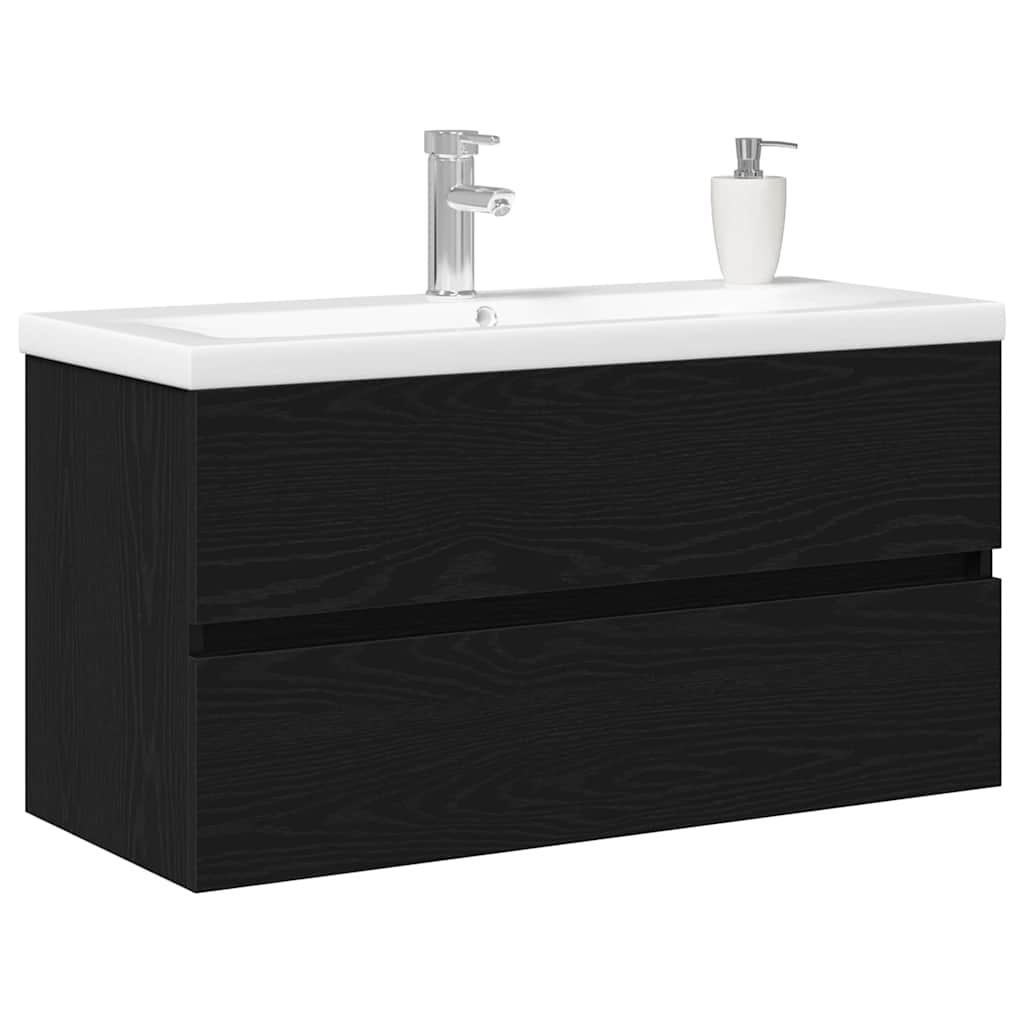 vidaXL Szafka pod umywalkę Czarny Dąb 90 x 39 x 62 cm