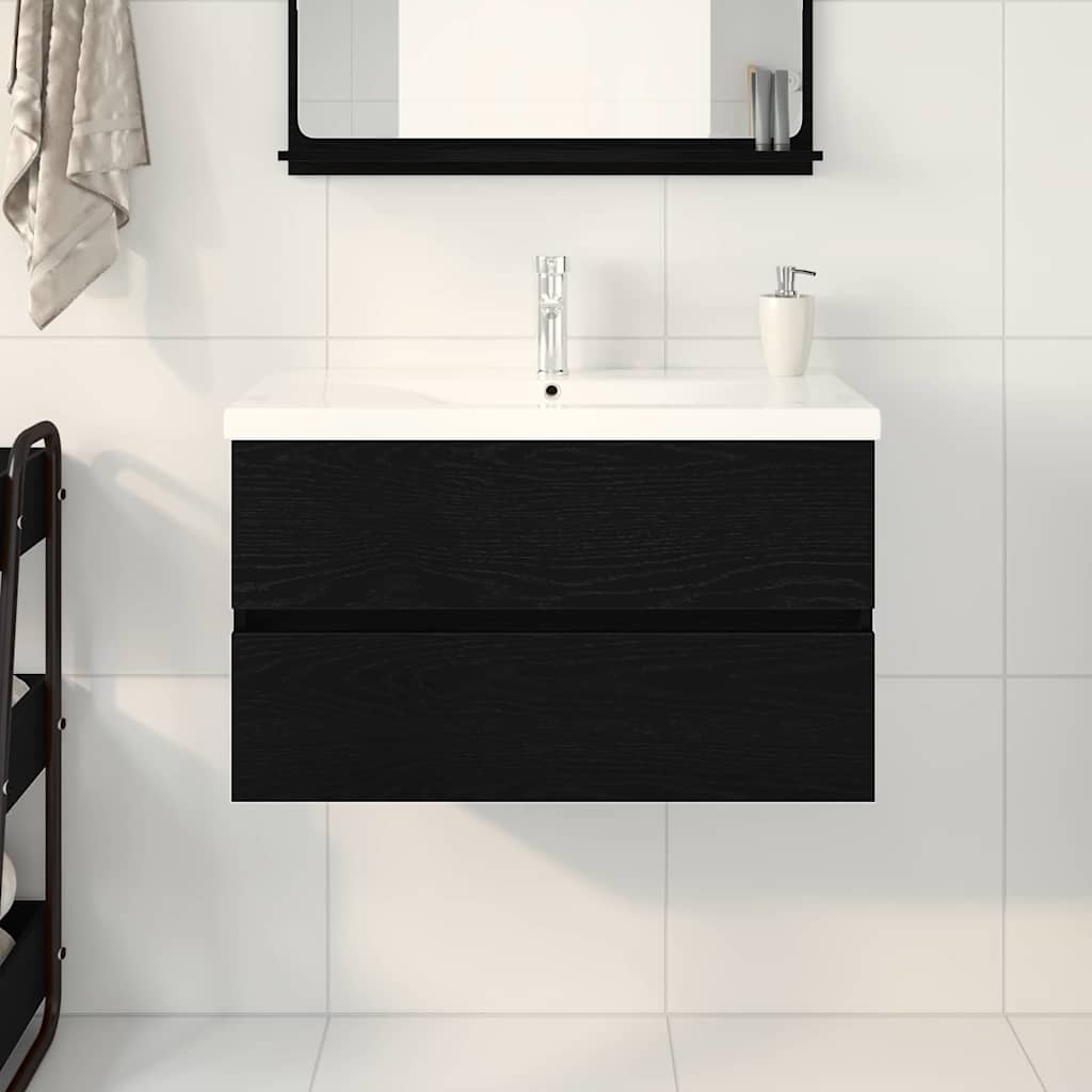 vidaXL Szafka pod umywalkę Czarny Dąb 80 x 39 x 62 cm