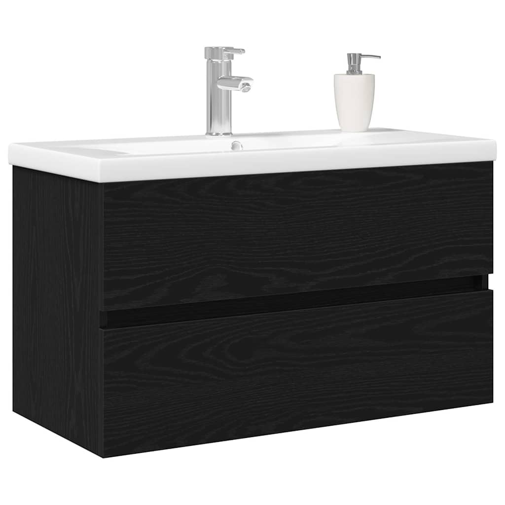 vidaXL Szafka pod umywalkę Czarny Dąb 80 x 39 x 62 cm