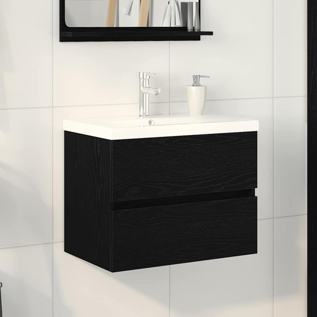vidaXL Szafka pod umywalkę Czarny Dąb 60 x 39 x 62 cm