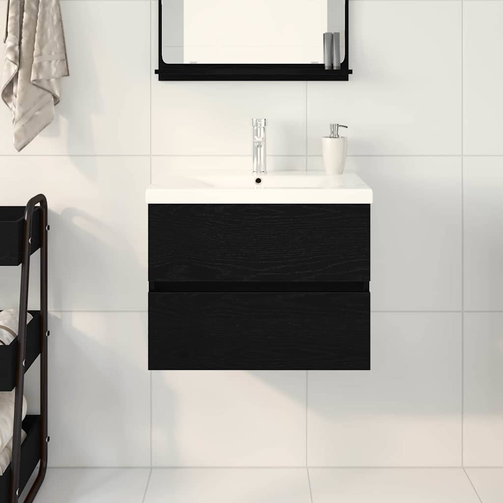 vidaXL Szafka pod umywalkę Czarny Dąb 60 x 39 x 62 cm