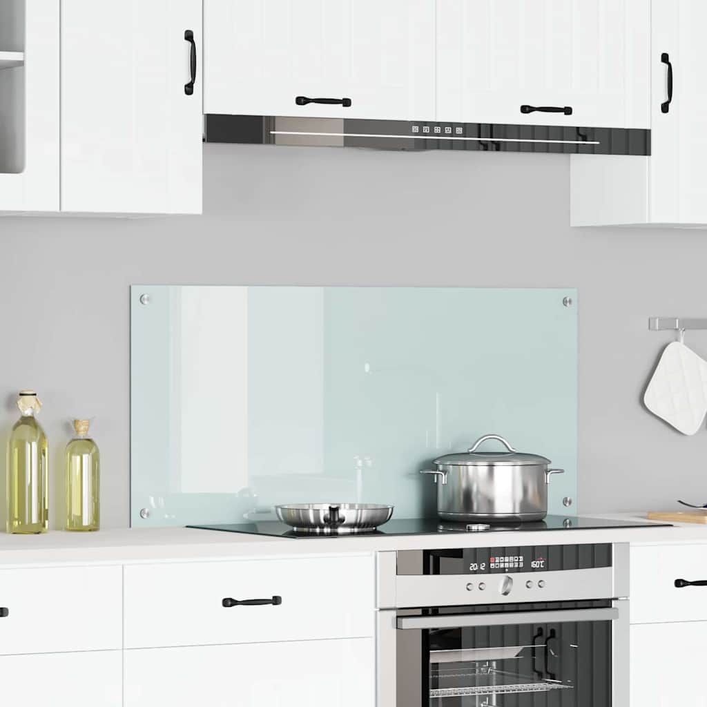 vidaXL Panel kuchenny Biały 110 x 50 cm szkło hartowane