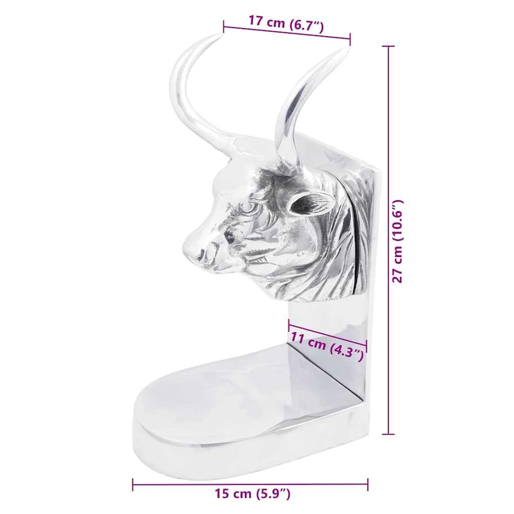 vidaXL Podpórki do książek 2 pcs Srebrny 17 x 15 x 27 cm Aluminium