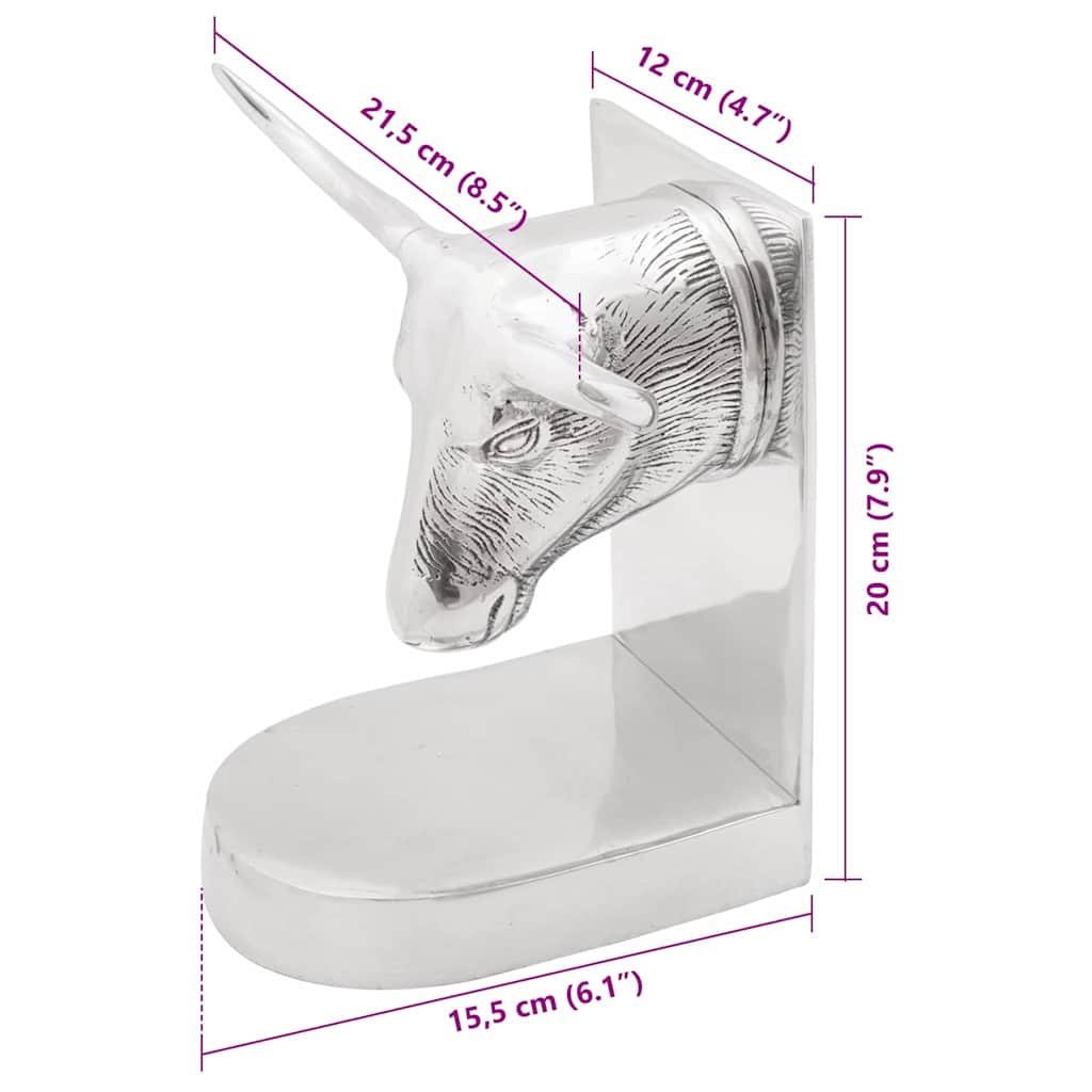 vidaXL Podpórki do książek 2 pcs Srebrny 21,5 x 15,5 x 20 cm Aluminium