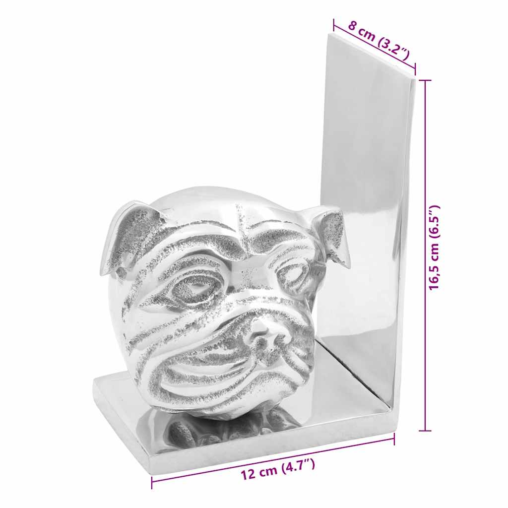 vidaXL Podpórki do książek 2 pcs Srebrny 8 x 12 x 16,5 cm Aluminium