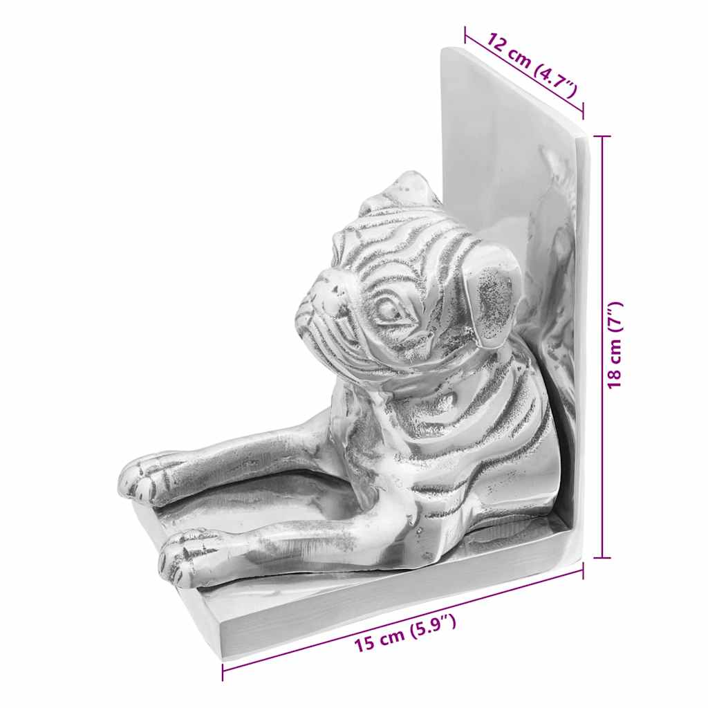 vidaXL Podpórki do książek 2 pcs Srebrny 12 x 15 x 18 cm Aluminium