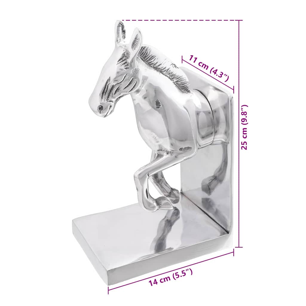 vidaXL Podpórki do książek 2 pcs Srebrny 11 x 14 x 25 cm Aluminium