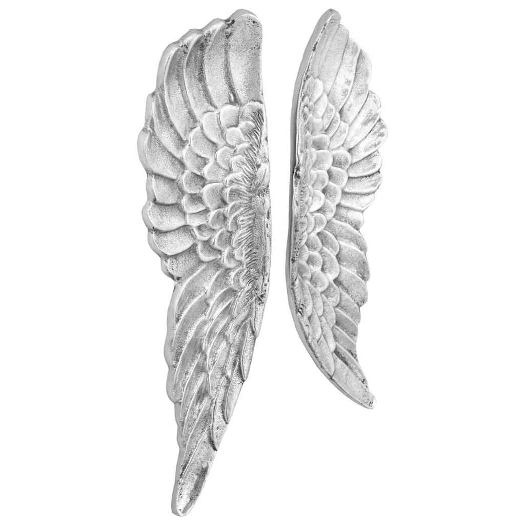 vidaXL Rzeźba skrzydeł 2 pcs Srebrny 31 x 5 x 91 cm Aluminium