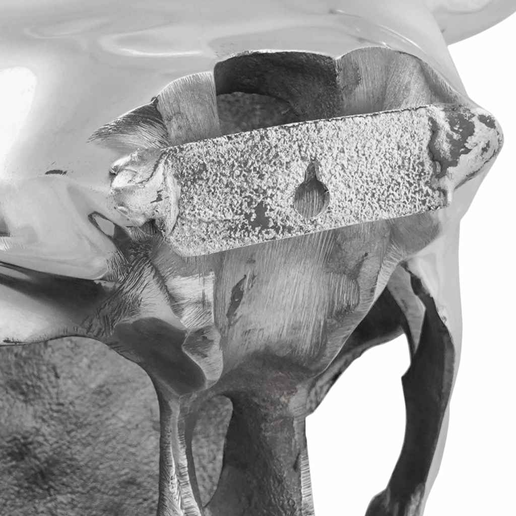 vidaXL Czaszka byka Srebrny 34 x 13 x 53 cm Aluminium