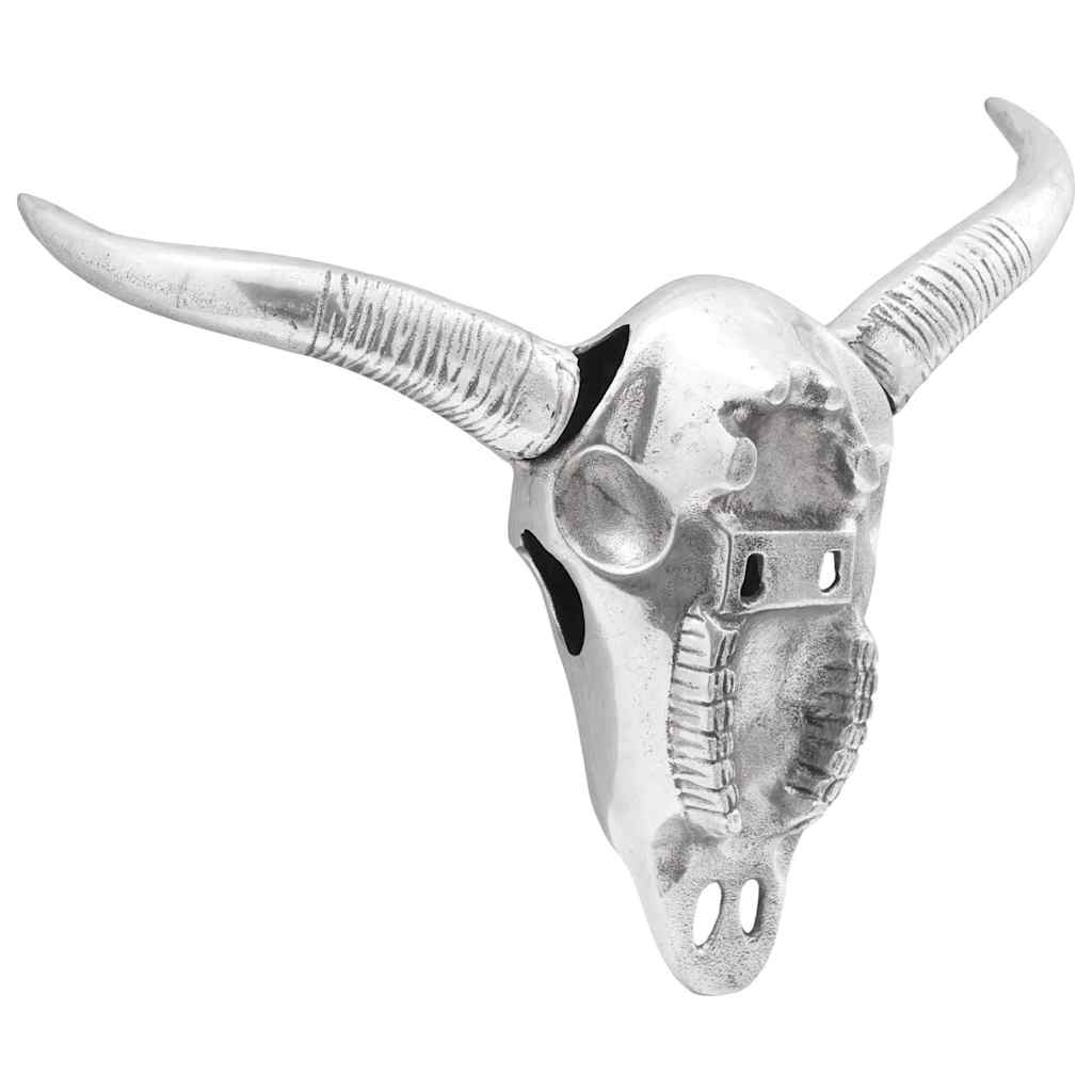 vidaXL Czaszka byka Srebrny 34 x 13 x 53 cm Aluminium