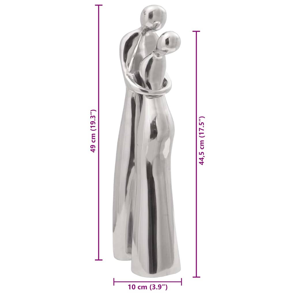 vidaXL Rzeźba Srebrny 10 x 16 x 49 cm Aluminium